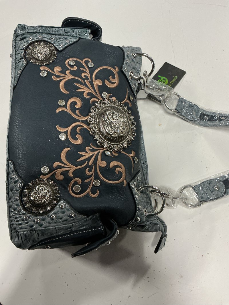 Condition photo showing As Is for cowgirl trendy  purse handbag and crossbody  charcoal