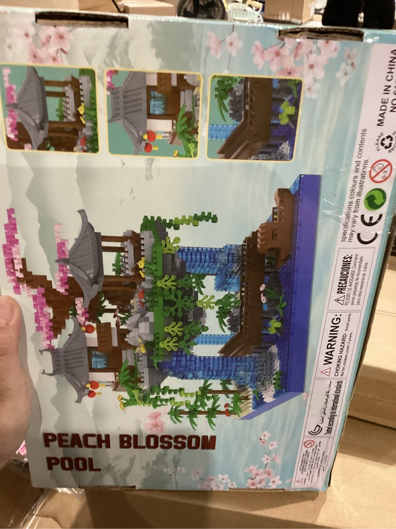 Condition photo showing New/Like New for Cherry Blossom Bonsai Tree House Building Block Sets 3320PCS Chinese Architecture of Peach Blossom Micro Mini Building Set Toy Gift for Kids Adults Peach blossom pool