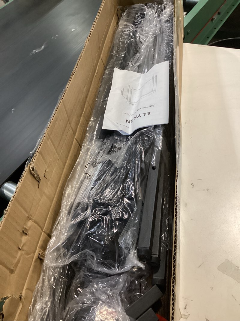 Condition photo showing Good Condition for ELYKEN 2 Pack 5.9" Narrow Console Sofa Table with Power Outlets, 5.9" D x 39.4" W x 31.1" H Long Couch Table with Metal Frame and Charge Station with 6.5’ Extension Cord, Rustic Brown Rustic Brown 5.9"D x 78.8"W x 31.1"H