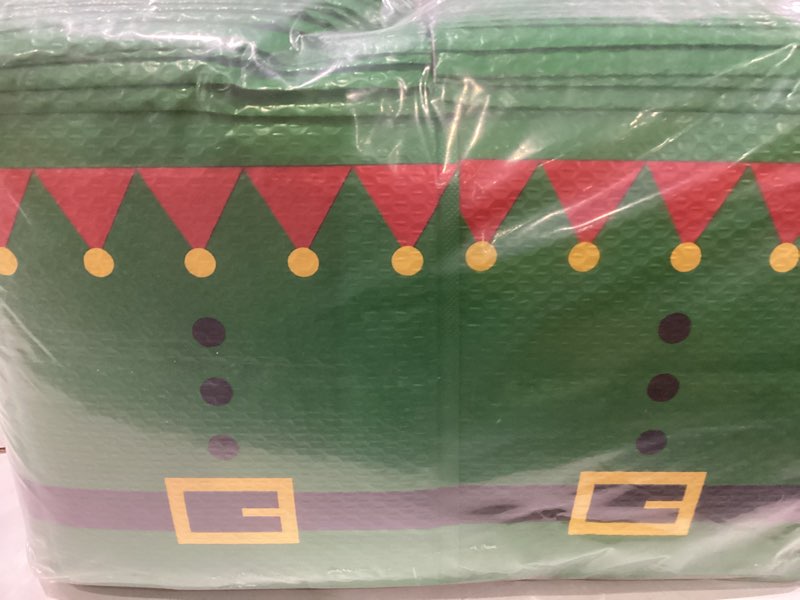Condition photo showing New/Like New for Gueevin 100 Pcs Large Green Poly Bubble Mailers 10 x 13 Inch Christmas Padded Bubble Envelopes Self Adhesive Shipping Bag for Holiday Business Gift Packaging(Xmas Elf Costume)