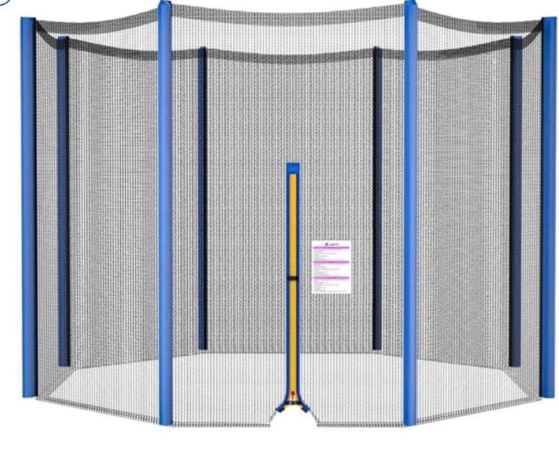 trampoline net replacement 10ft 12ft 14ft 15ft 16ft netting replacement for round frame trampolines enclosure net 6 poles 8 straight poles sleeve zipper protection buckles pink 14ft - 8 poles