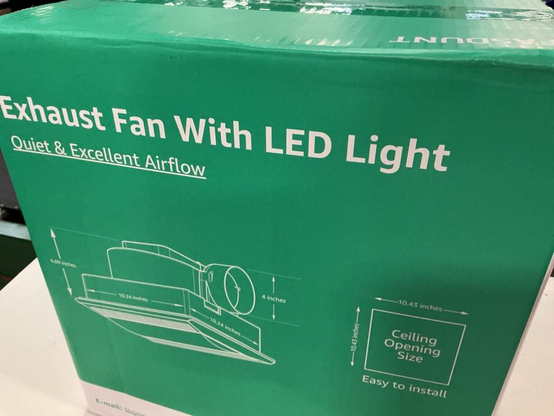 Condition photo showing New/Like New for fasdunt bathroom exhaust fan with light - ultra quiet 1.0 sones, 110 cfm bathroom ceiling vent fan with led light combo, fits for home bath office hotel, easy installation single light-white
