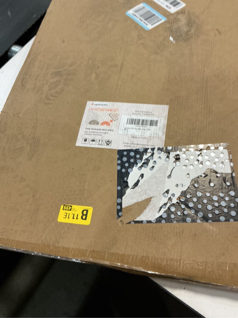 Condition photo showing New/Like New for upsimples 16x24 picture frame, display pictures 14x20 with mat or 16 x 24 without, wall hanging poster frames, white, 1 pack white 16x24