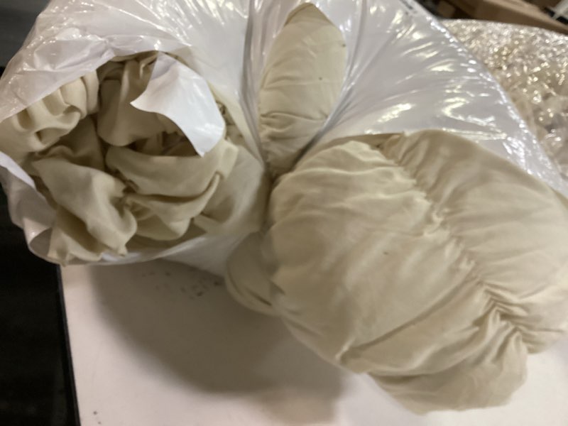 Condition photo showing As Is for Bonlino Queen Comforter Set - Ruched Comforter Queen Size Bed Set Boho Shabby Chic Bedding for Bedroom Comforter Fluffy 3 Piece Ruffle Comforter Set with Pillow White Bedding Soft Wheat Queen