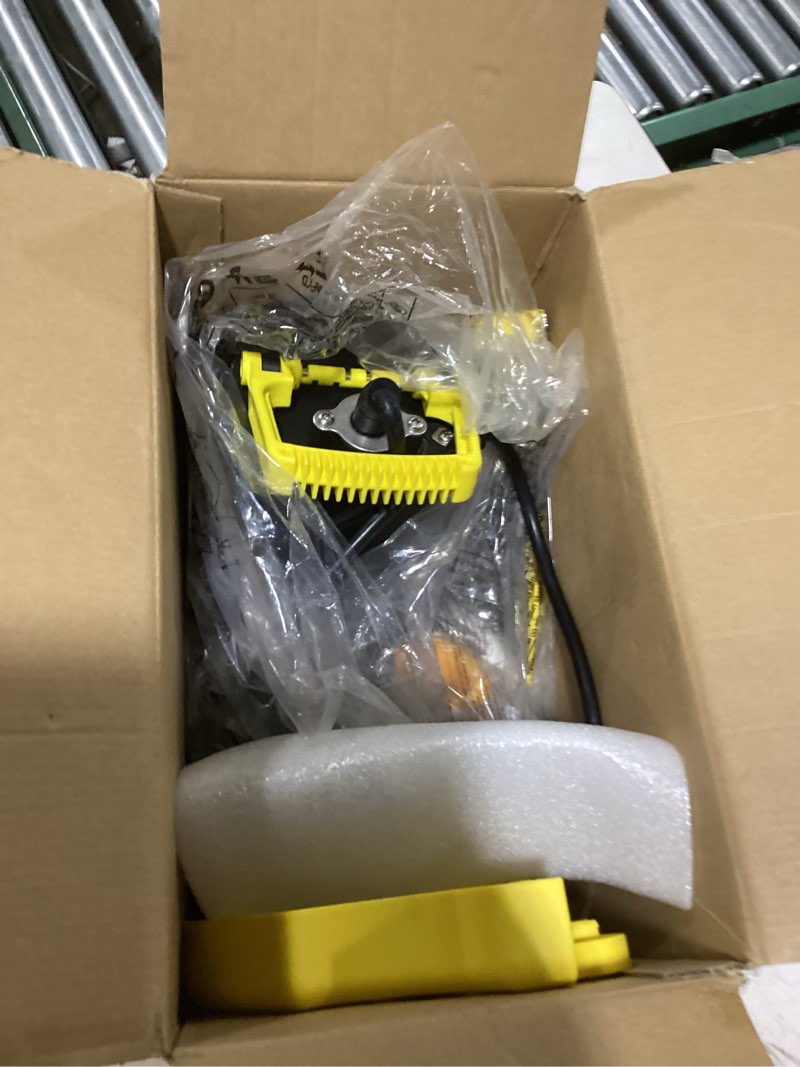 Condition photo showing As Is for automatic pool cover pump - 1 hp 5000 gph submersible water pump with check valve and 3 adapters, 29.5ft cord for pumps above ground automatic on/off system, sump pump for basement floods, pond pump yellow