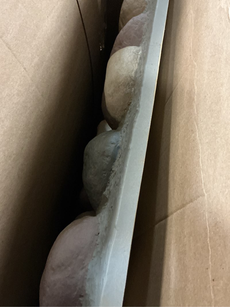 Condition photo showing Good Condition for everstone river rock faux rock panel, 49"w x 24 3/4"h x 3"d, pebble mix color