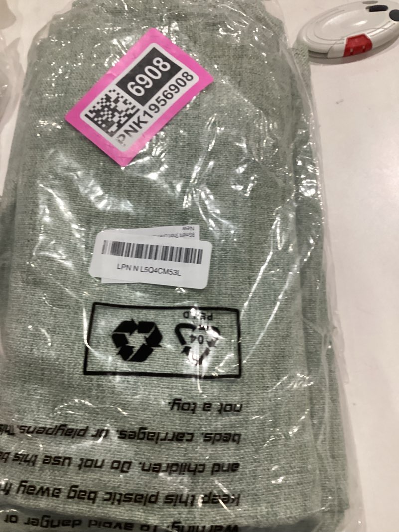 Condition photo showing Good Condition for BGment Short Linen Curtains 45 Inch Length for Window, Sage Textured Drapes Rod Pocket Light Filtering Privacy for Kitchen Bathroom Cafe Bedroom Back Tab, 2 Panel, 42 Inch Wide Each Panel 42"W x 45"L (Pack of 2) Sage