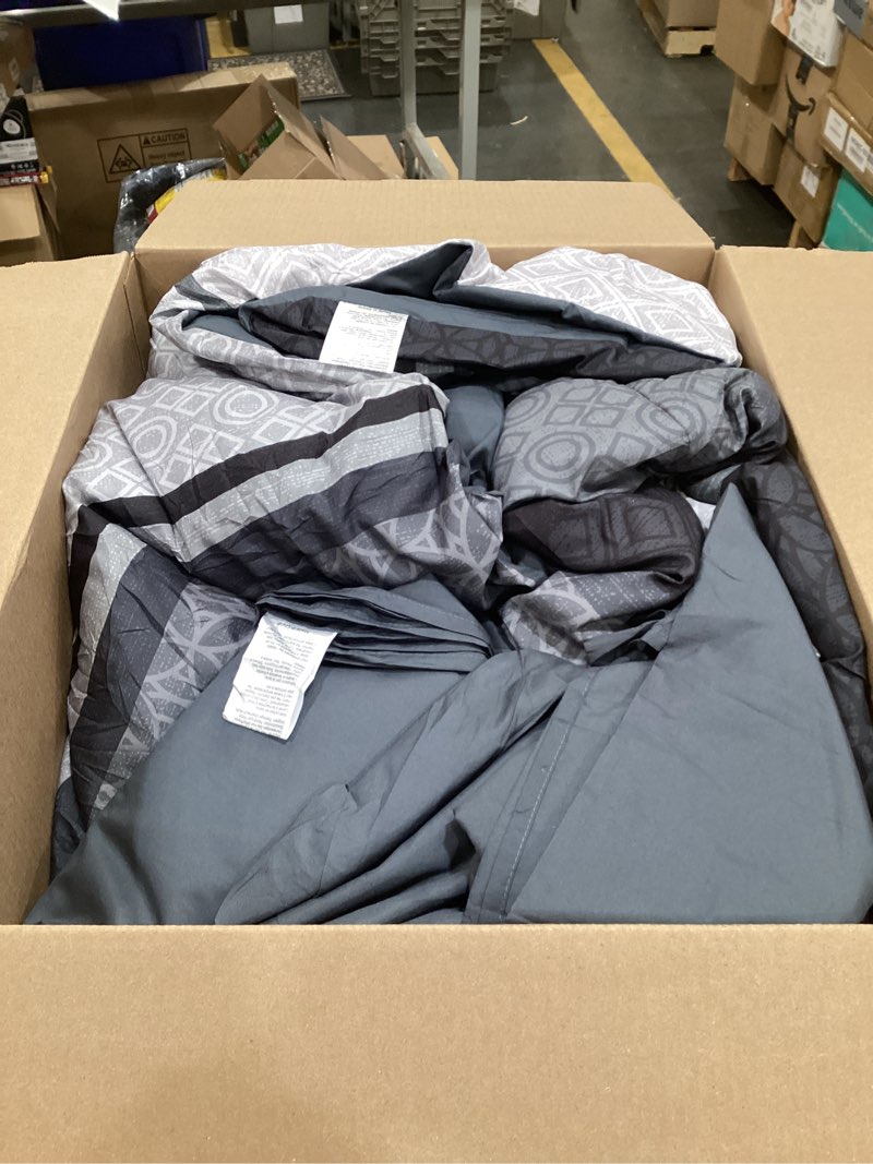 Condition photo showing Good Condition for WONGS BEDDING 7 Pieces Comforter Set King Size,Damask Texture Design Bed in a Bag Bedding Sets,Brown Soft Lightweight Microfiber Bedding Set for All Season Dark Brown King