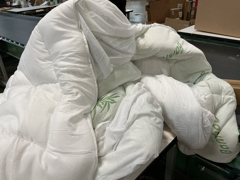 Condition photo showing As Is for Ultra Soft Queen Size Mattress Topper - Viscose Made from Bamboo Pillow Top Mattress Pad for Back Pain Relief - Naturally Cooling for Hot Sleepers, Green Green Queen