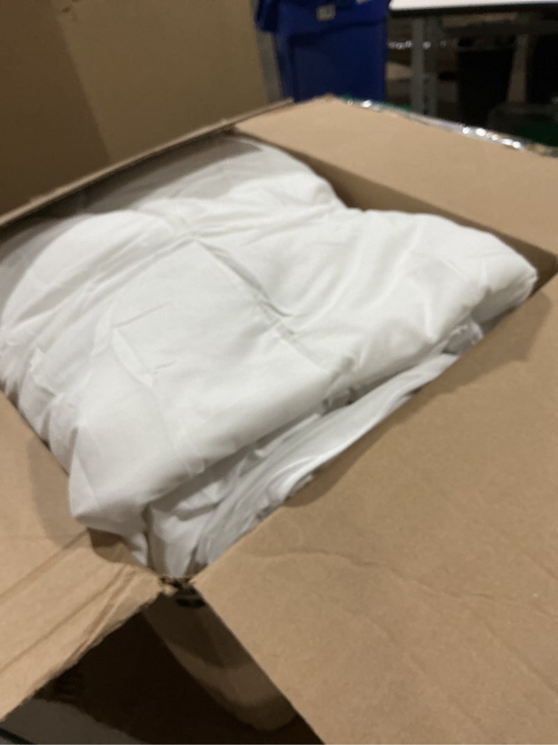 Condition photo showing As Is for UNIKOME Queen Comforter Set White - Ultra Soft Boho Pintuck Down Alternative Bedding Set for All Seasons, 3 Pieces Lightweight Warm Pinch Pleat Bed Set with Comforter, 2 Pillowcases 01 White Queen(92"x88")