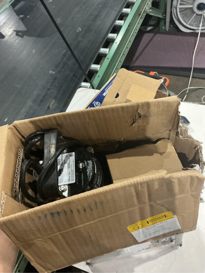 Condition photo showing As Is for 1 hp cast iron / stainless steel submersible sump pump with caged float switch and controller