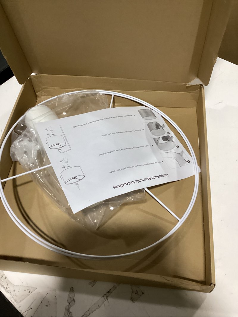 Condition photo showing New/Like New for large drum lamp shades 16" top x 16" bottom x 10" high, seaside village medium lampshades white lampshades natural linen hand crafted, easy assembly required?lnclude e26-e14-11mm adapter ring 16 inch white 1 pack