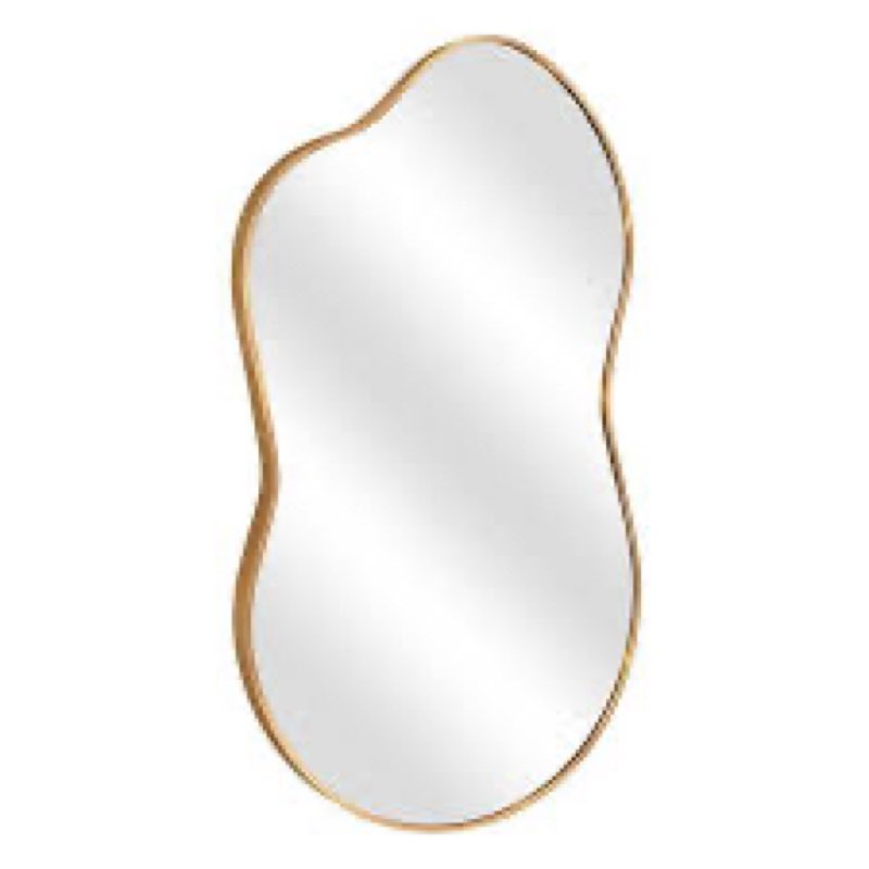 keonjinn gold irregular mirrors for wall 24" x 36" inch, asymmetrical metal frame, tempered glass de
