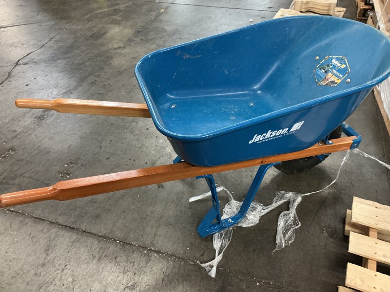 Condition photo showing As Is for true temper-m6ffkb 6 cu. ft. heavy duty steel wheelbarrow with flat free tir