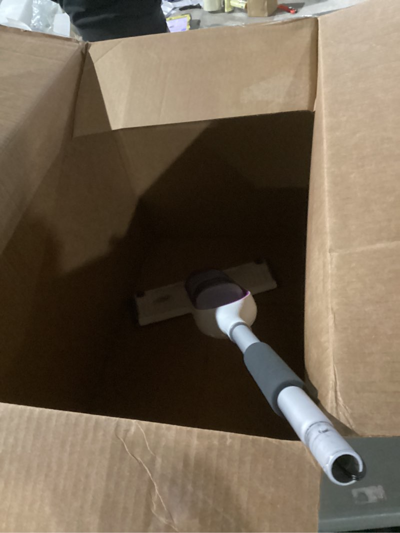 Condition photo showing As Is for Swiffer PowerMop Multi-Surface Mop Kit for Floor Cleaning, Includes PowerMop, 2 Mopping Pad Refills, 1 Cleaning Solution with Fresh Scent and 2 Batteries Purple and White