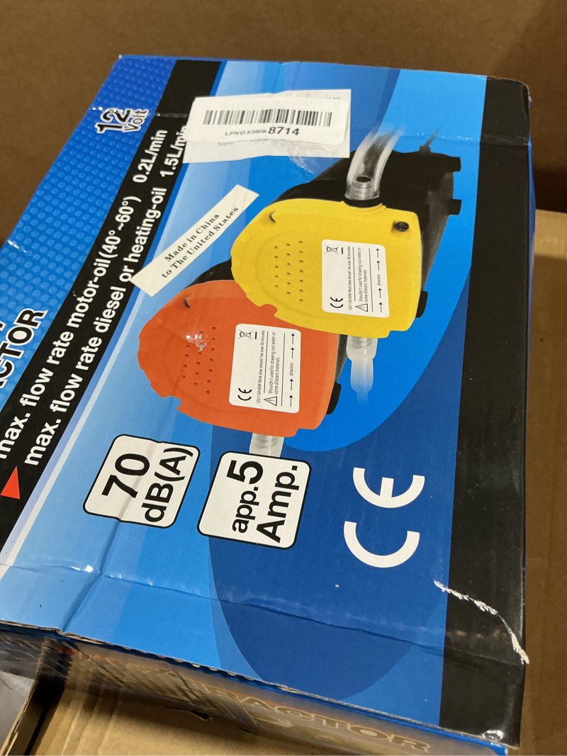 Condition photo showing New/Like New for amarine made oil pump, oil extractor pump 12v 60w oil removal pump for fluid change, electric oil change transfer pumps, easily scavenge fluid from cars, motorcycles, rvs, boats, and lawn equipment