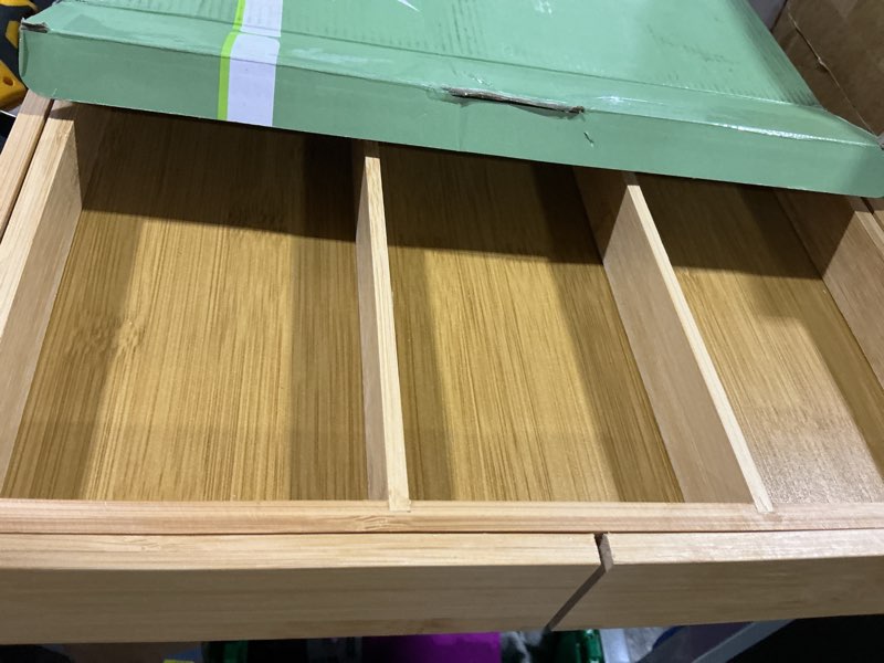 Condition photo showing Good Condition for purawood kitchen drawer organizer - expandable utensil drawer organizer for kitchen, cutlery tray & silverware organizer, 3-5 slots - bamboo organizer for utensils & flatware (natural) natural 5 slot single