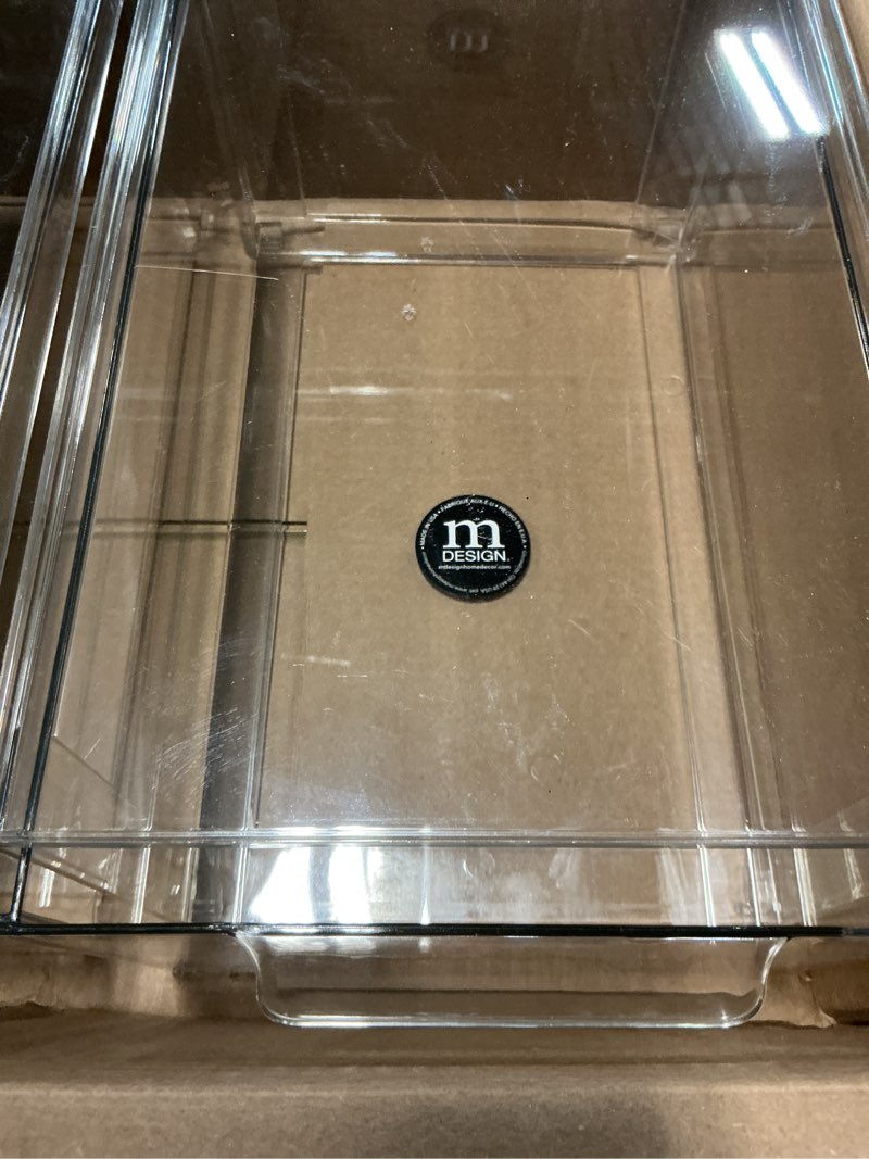 Condition photo showing Good Condition for mdesign plastic closet organizer bin w/pull out drawer - stackable storage for closet - organization for shoes, clothes, bags, totes, small linens, and more - lumiere collection - 2 pack - clear 8 x 12 x 6 (pack of 2)