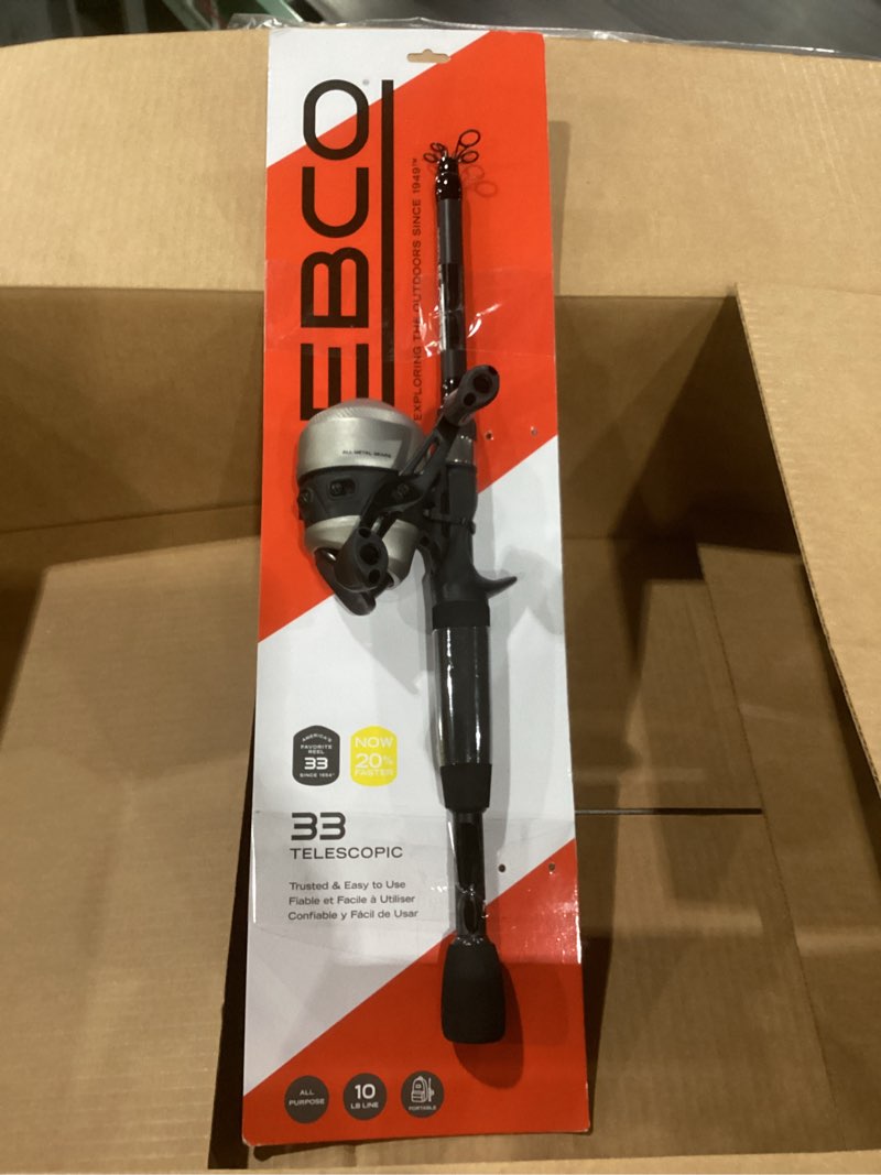 Condition photo showing As Is for zebco 33 spinning reel and telescopic fishing rod combo 6 foot - spincast