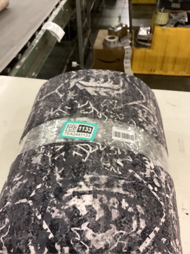 Condition photo showing As Is for Solid Washable Area Rug - 8x10 Medium Pile Faux Cashmere Carpet for Living Room Bedroom, Black Black 8' x 10'