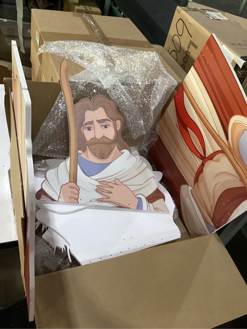 Condition photo showing New/Like New for Zonon 3 Pcs Large Christmas Nativity Scene Outdoor 47" Holy Family Yard Decorations with Stakes PVC Water Resistant Weatherproof Sturdy Christian Nativity Signs for Yard Lawn Garden Decor(Classic)