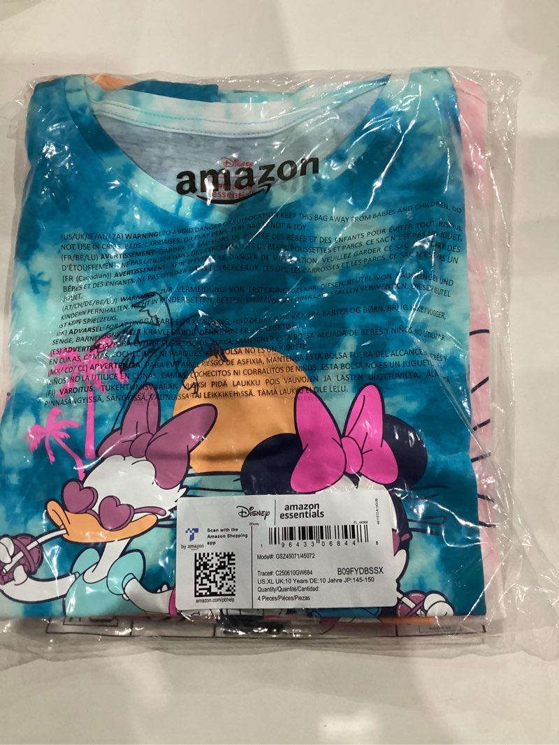 Condition photo showing New/Like New for Amazon Essentials Disney | Marvel | Star Wars | Frozen | Princess Girls and Toddlers' Short-Sleeve T-Shirts, Multipacks 4 Minnie/Beach X-Large