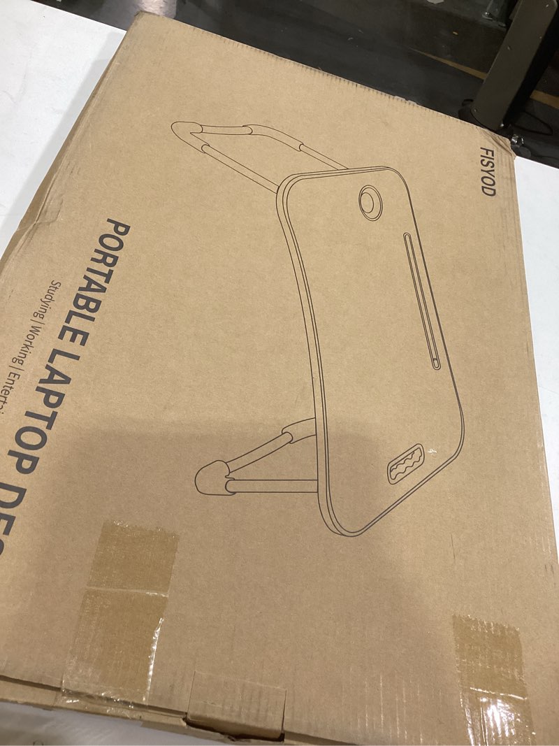 Condition photo showing Good Condition for Foldable Laptop Table, Portable Lap Desk Bed Table Tray, Laptop Stand with Cup Holder & Tablet Slot & Lifting Handle for Working Writing Drawing & Eating (Black)