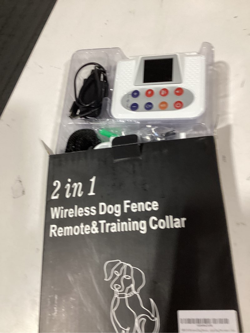 Condition photo showing Good Condition for similar product not like stock photowireless dog fence, 2023 electric fence for 2 dogs shocks training collar remote 2-in-1,wireless pet containment system with adjustable vibration & shock training collar for all dogs