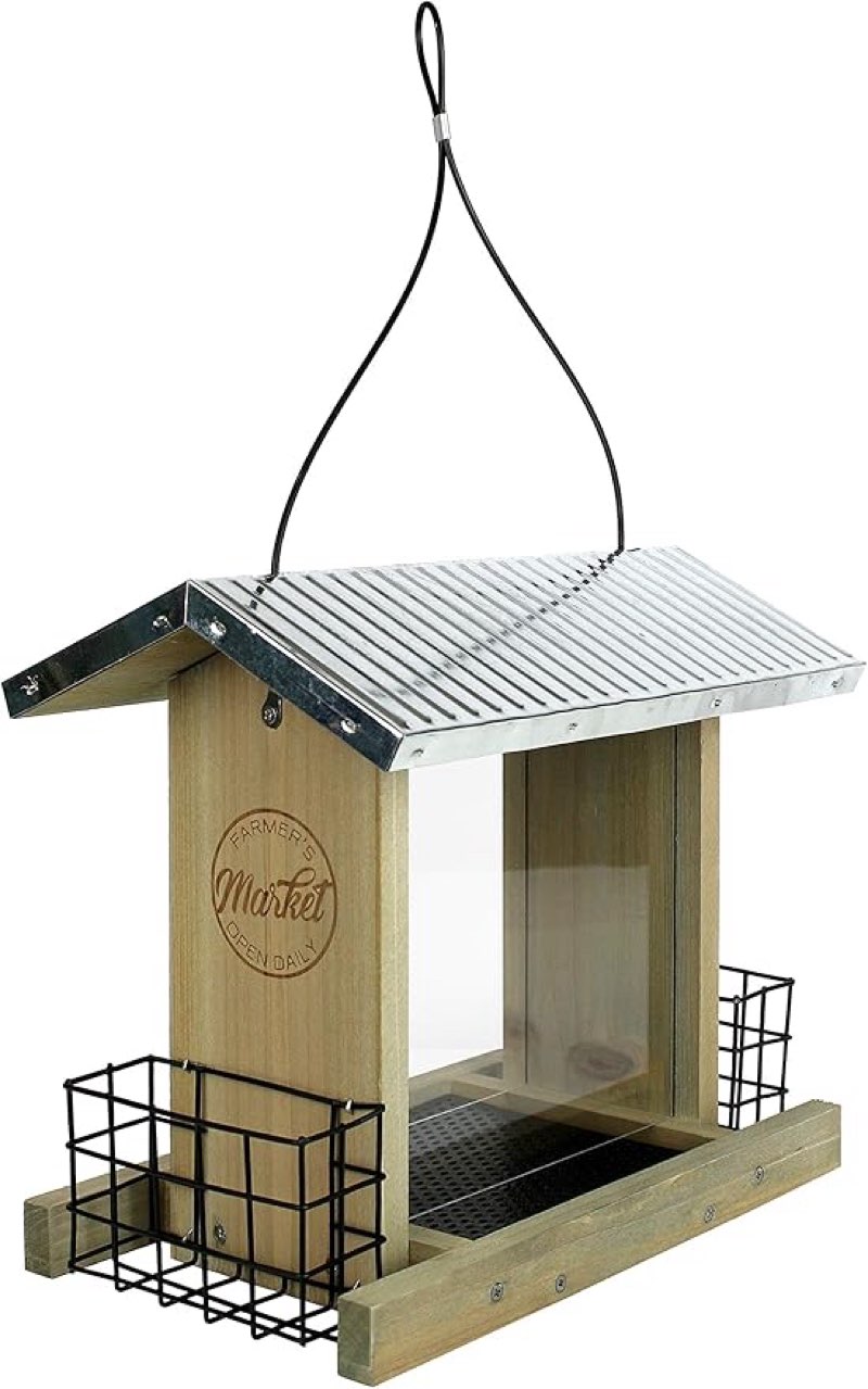 Wild Wings WWGF2-DECO Galvanized Weathered Cedar Bird Hopper Feeder