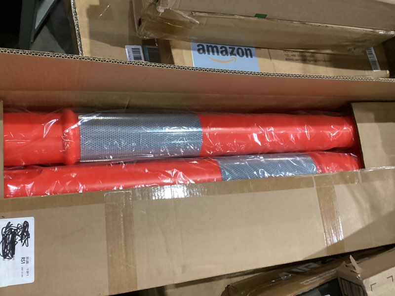 Condition photo showing Good Condition for RoadHero 45 Inch Delineator Post with Base, Portable Orange Traffic Delineator Posts Cones with Reflective Collars for Parking Lots, Road Safety, Construction Events 3 Pack 45 INCH Orange 3