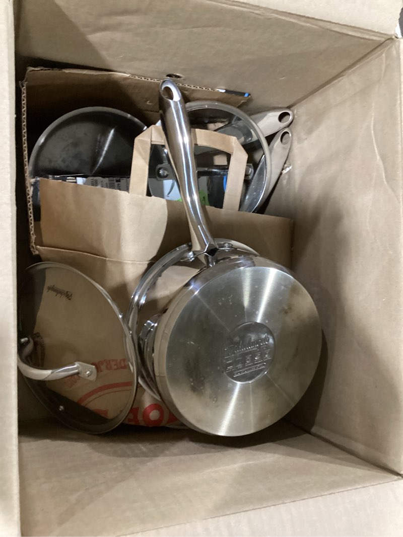 Condition photo showing As Is for MICHELANGELO Saucepan Set 6pc, 18/10 Stainless Steel Sauce Pan with Lid, Tri-Ply Bottom Sauce Pot Set, Nonstick Saucepan, Induction Compatible, 1QT & 2QT &3QT Tri-Ply Bottom 1+2+3QT