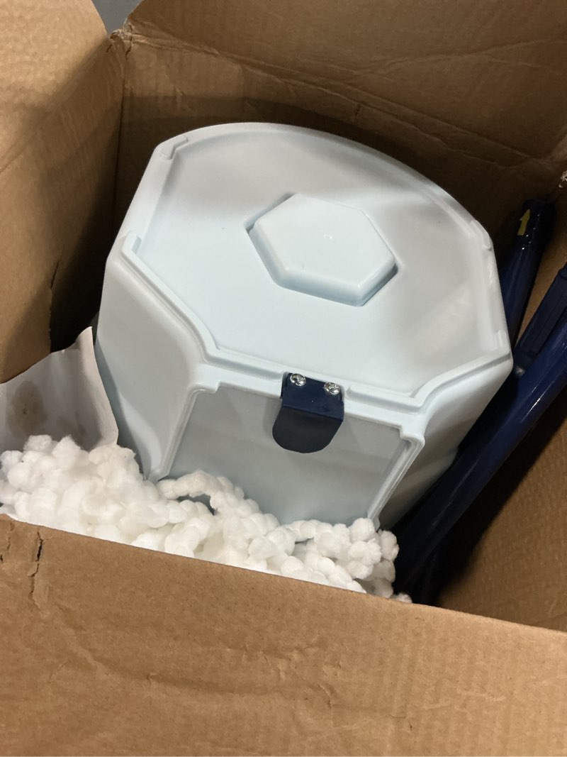 Condition photo showing As Is for Casabella Spin Mop System with Extra Mop Head Refill - Two-Bucket Design with Splash Guard Built-in Measuring Cup and Scraper Tool with Easy Wring Pedal Spinner, 1.25-Gallon, Blue