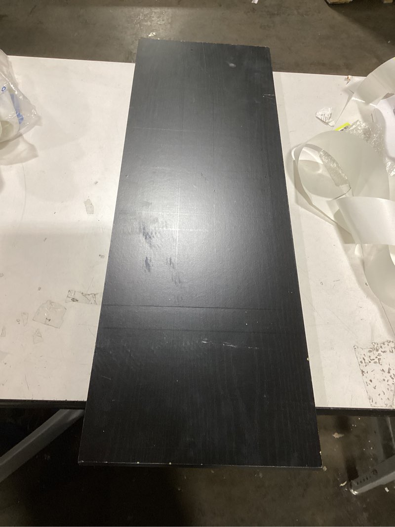 Condition photo showing As Is for Style Selections 11.7-in D x 71.7-in L Black MDF Rectangular Shelf board