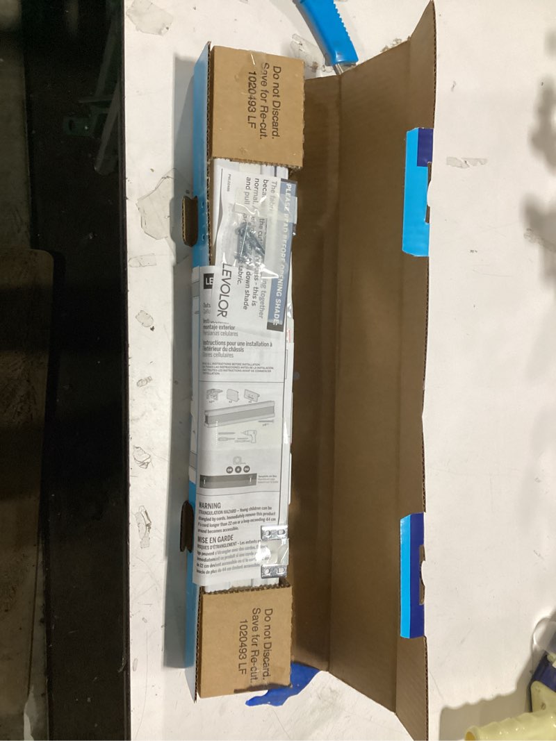 Condition photo showing As Is for levolor 24-in x 72-in snow light filtering cordless cellular shade