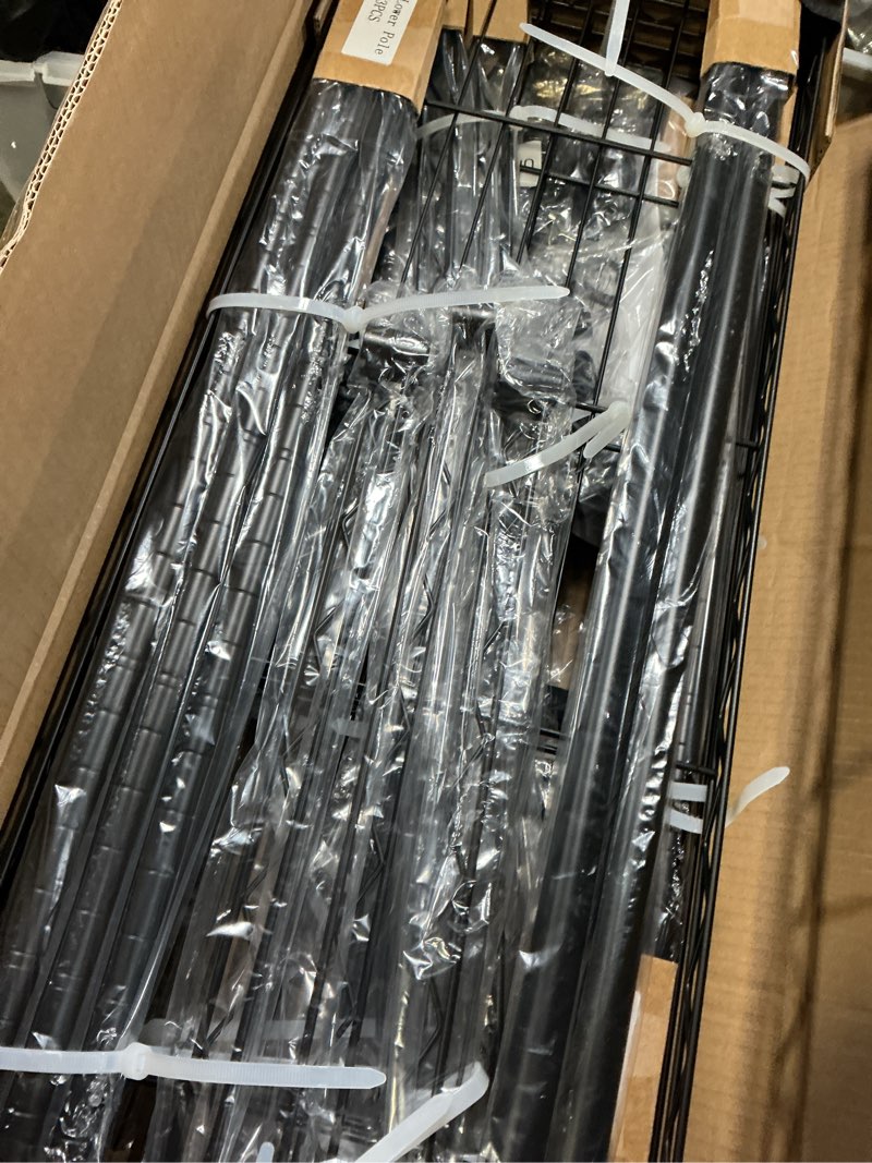 Condition photo showing Good Condition for U14 Over Washer and Dryer Storage Shelves, 4 Tiers Laundry Room Storage and Organizer System, Space Saving Clothes Drying Rack with 2 Clothes Hanger Rods, 66.5" W x 20.5" D x 77.4" H, Black Black U14