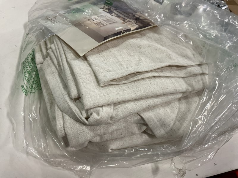 Condition photo showing Good Condition for Joydeco Linen Curtains for Living Room,Light Filtering Rod Pocket Back Tab Semi Sheer Drapes Window Long Curtains 90 inches Long Ivory Ivory on Linen 52"W x 90"L (Pack of 2)