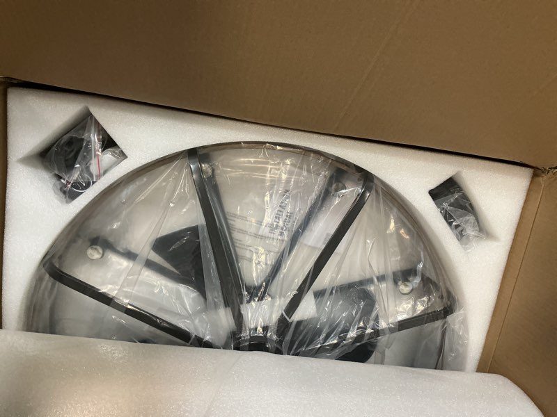 Condition photo showing Good Condition for NOXARTE 30 Inch Caged Ceiling Fan with Light, Bladeless Farmhouse Ceiling Fan with Remote 6 Speed Reversible Industrial Fandelier for Living Room Bedroom Kitchen