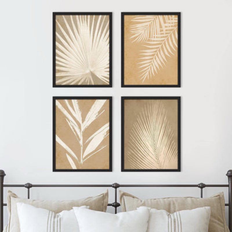  Minimal Botanical " IDEA4WALL Framed Grunge Brown Tropical Istan Size: 16" H x 12" W x 1" D