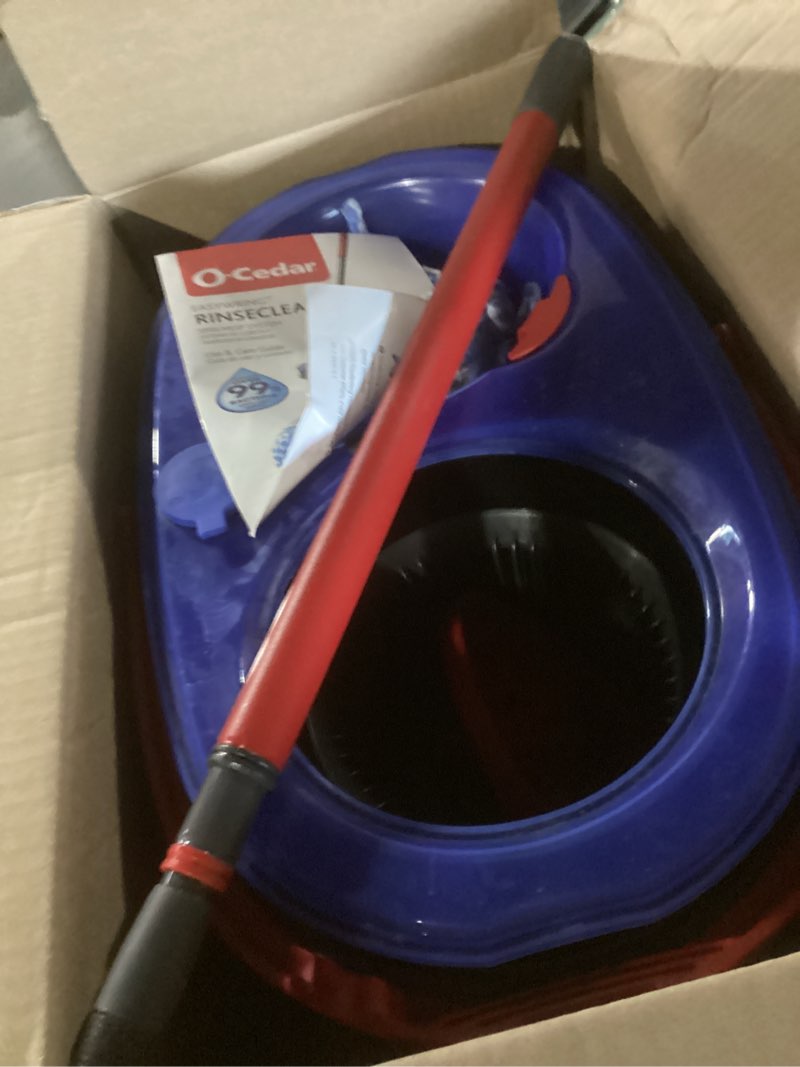 Condition photo showing Good Condition for o-cedar rinseclean spin mop & bucket system | clean with water | removes 99% of bacteria
