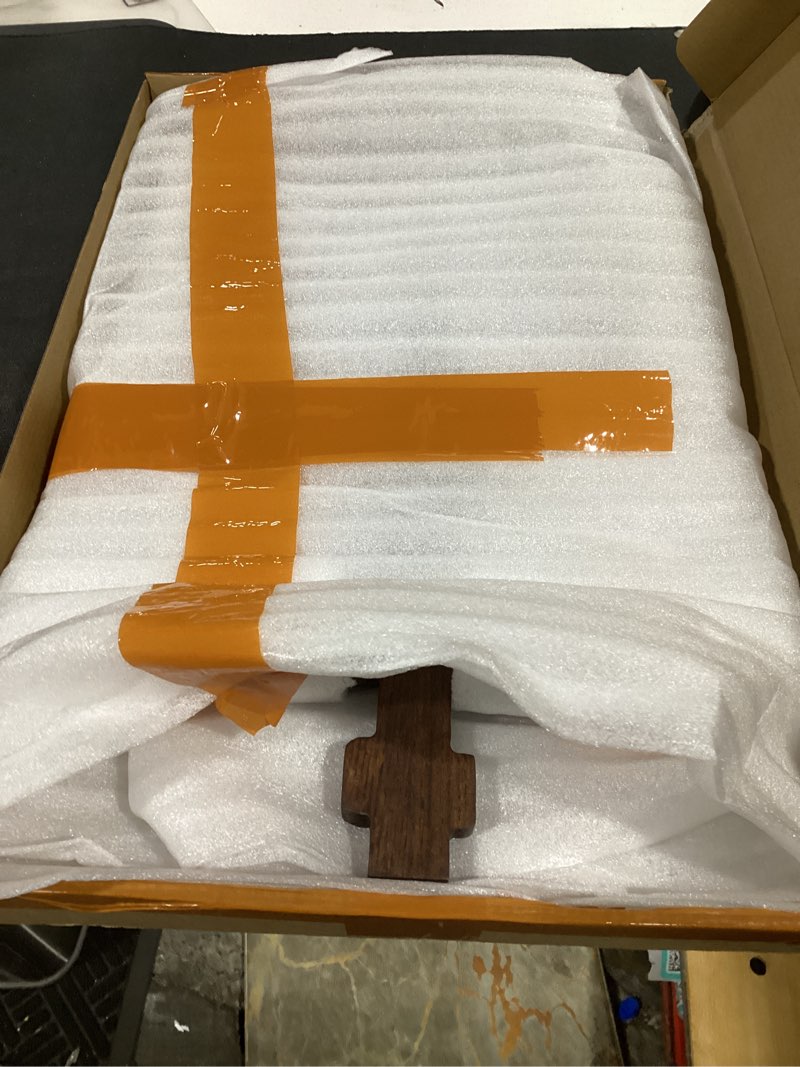 Condition photo showing Good Condition for bgcopper standing crucifix wall cross, inri jesus cross for wall, handmade wooden cross wall decor for home christmas gift - 20 inch 20"l x 11.4"w crucifixion scene