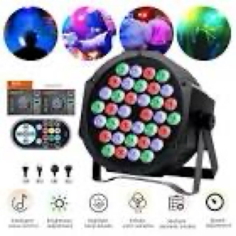 Dj Lights, 36 LED Par Lights Stage Lights with Sound Activated Remote Control & DMX Control, Stage Lighting Uplights for Wedding Club Music Show Christmas Holiday Party Lighting