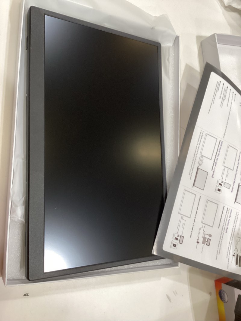 Condition photo showing As Is for innoview portable monitor, 15.6 inch fhd 1080p hdmi usb c second external monitor for laptop, desktop, macbook, phones, tablet, ps5/4, xbox, switch, built-in speaker with protective case 15.6 inches leather case