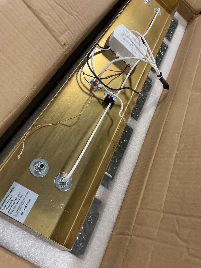 Condition photo showing Good Condition for Gold Bathroom Vanity Light Fixtures - Brushed Gold Vanity Light Bathroom Lighting Fixtures Over Mirror 40W Dimmable Crystal Wall sconces 4 Light LED Modern Bathrooms Lights 4000K Gold 4-light