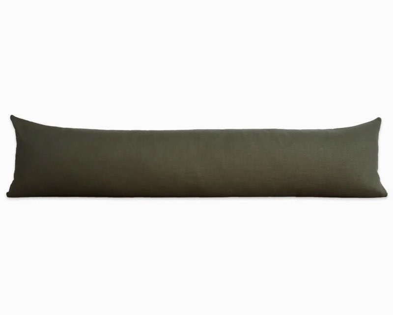 european linen oversized lumbar pillow cover 12x48” green