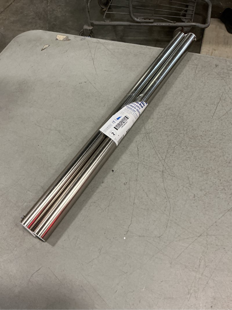 Condition photo showing New/Like New for blue hawk 48-in l x 1.25-in h extendable satin nickel metal closet rod with hardware