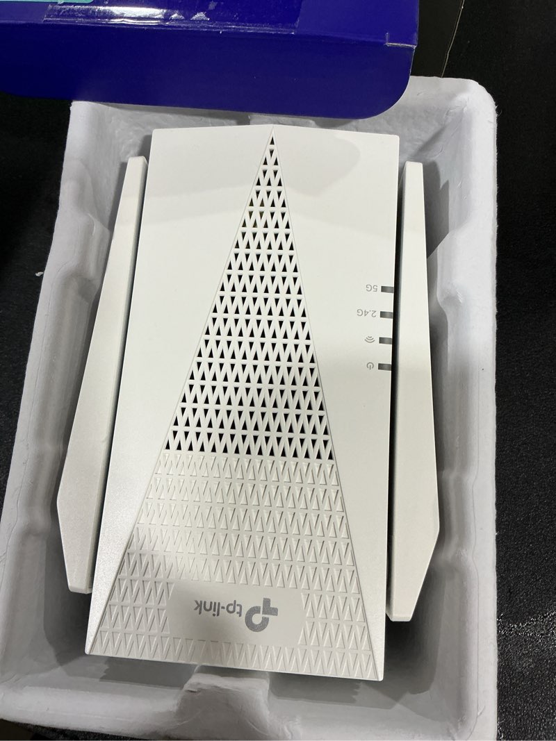 Condition photo showing New/Like New for TP-Link RE615X AX1800 WiFi 6 Range Extender w/Ethernet Port | 1.8G Dual-Band Wireless Repeater Amplifier | Up to 2100 Sq. Ft., 64 Devices | Internet Signal Booster | APP Setup | EasyMesh Compatible Wi-Fi 6 AX1800