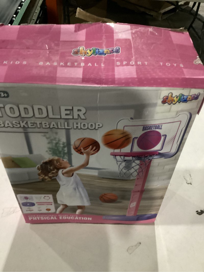 Condition photo showing New/Like New for Toddler Basketball Hoop Indoor for Age 1-3, Height Adjustable Poolside Basketball Hoop with 3 Balls, Mini Basketball Hoop Sport Toys Birthday for Toddler Girl 1 2 3 4 Year, Pink