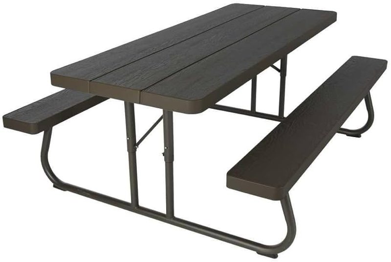 lifetime 60105 wood grain picnic table and benches, 6 feet