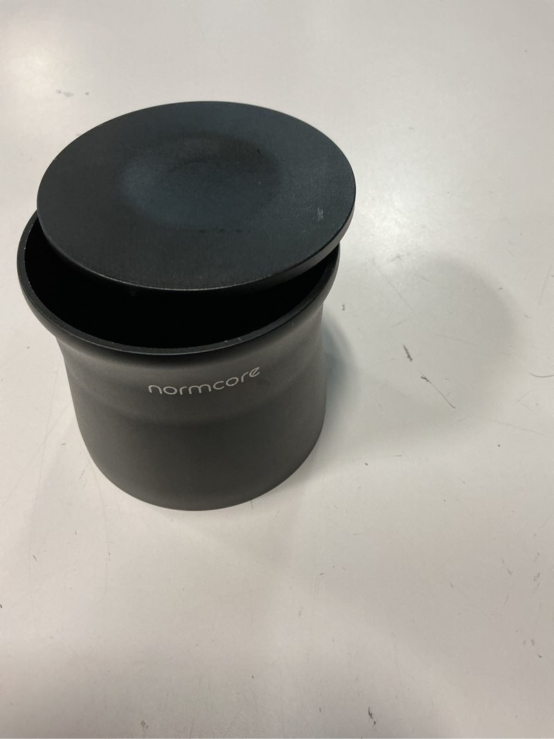 Condition photo showing Good Condition for normcore 58mm magnetic dosing cup, espresso portafilter dosing cup, barista coffee grinder dosing tools fit 58mm portafilter basket, matte black anodized aluminum black 58mm