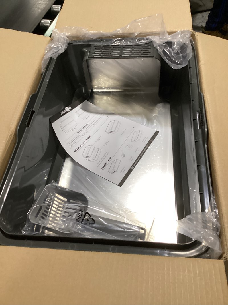 Condition photo showing Good Condition for Enclosed Stainless Steel Cat Litter Box with Lid, XL Extra Large Litter Box for Big Cats, Metal Litter Pan High Sided, Never Absorbs Odors, Anti-Urine Leakage, Easy Cleaning, Include Scoop B--Dark Gray